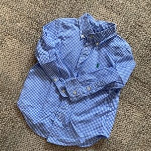 Ralph Lauren Blue Check Button Down Shirt. Toddler Boy. Size 3T.